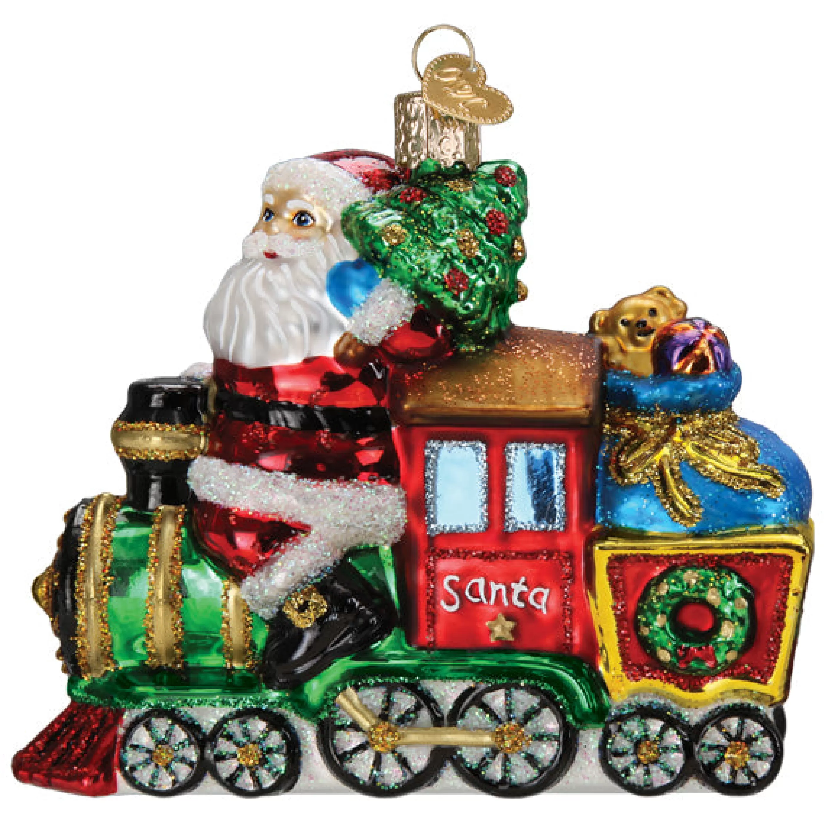 EAST WEST Santa On Locomotive Ornament