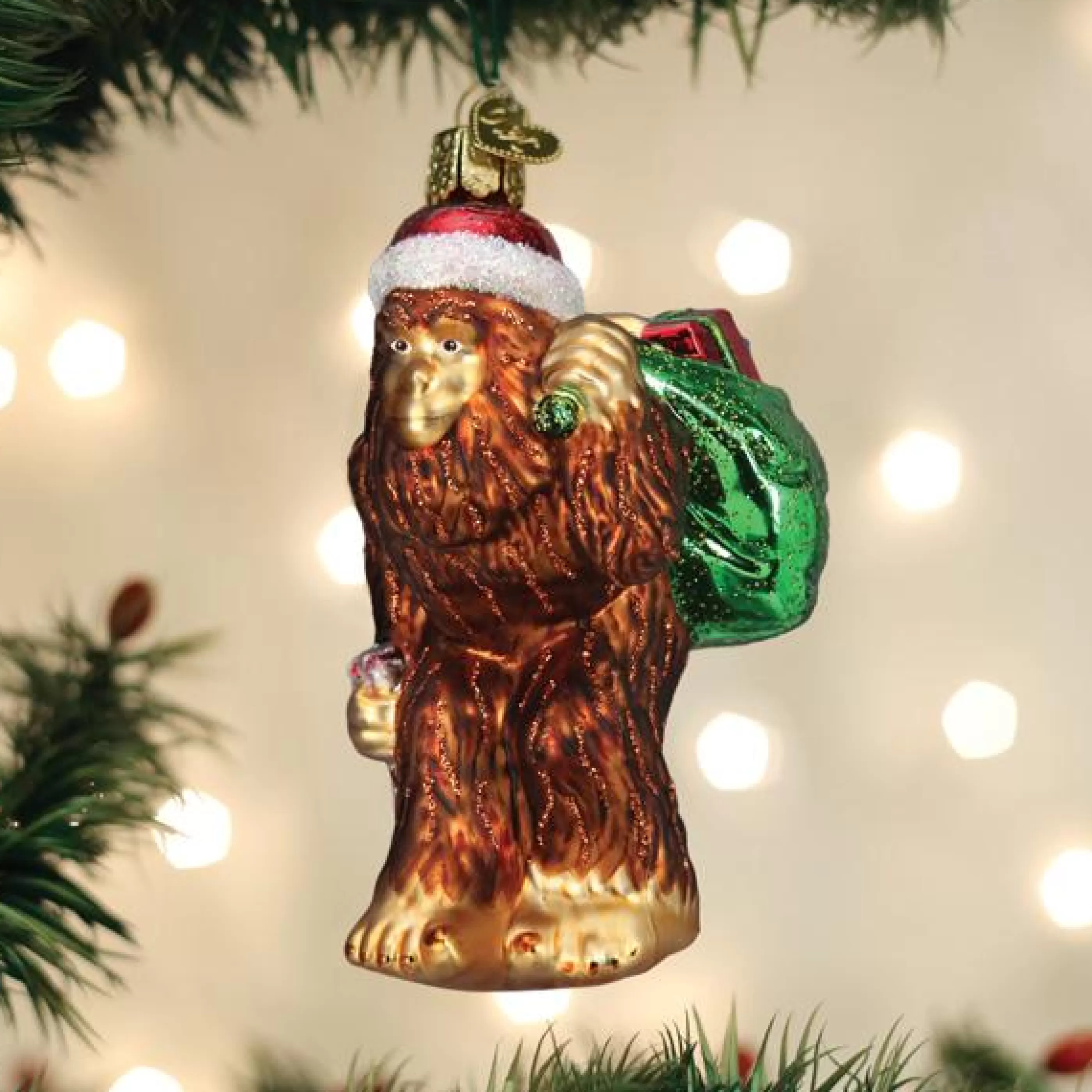 EAST WEST Santa Sasquatch Ornament