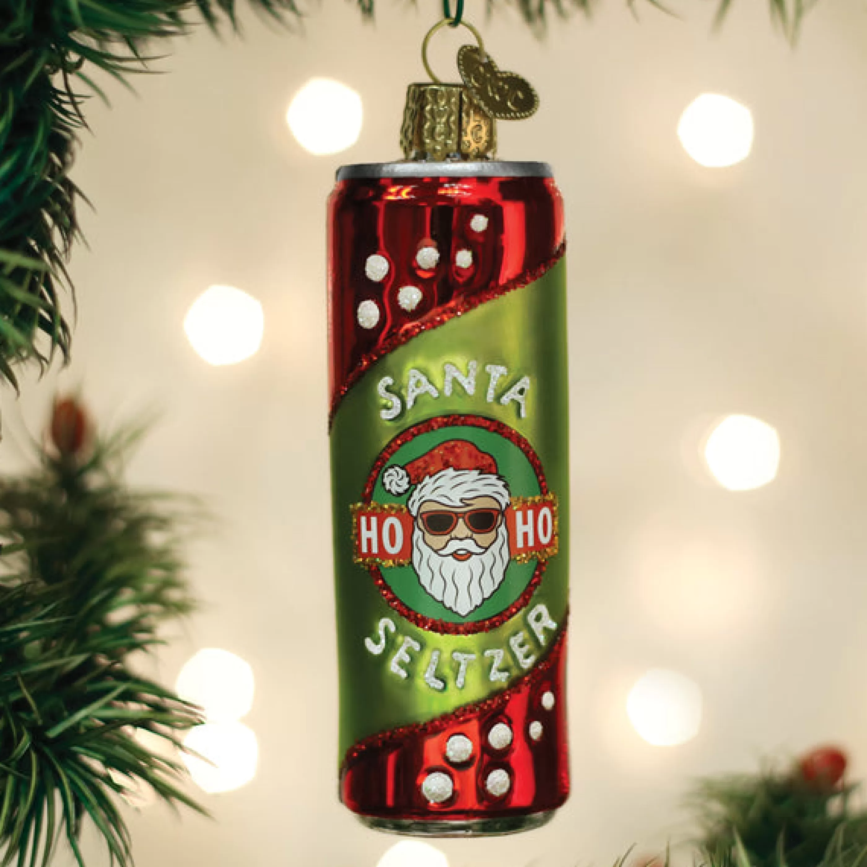 EAST WEST Santa Seltzer Ornament