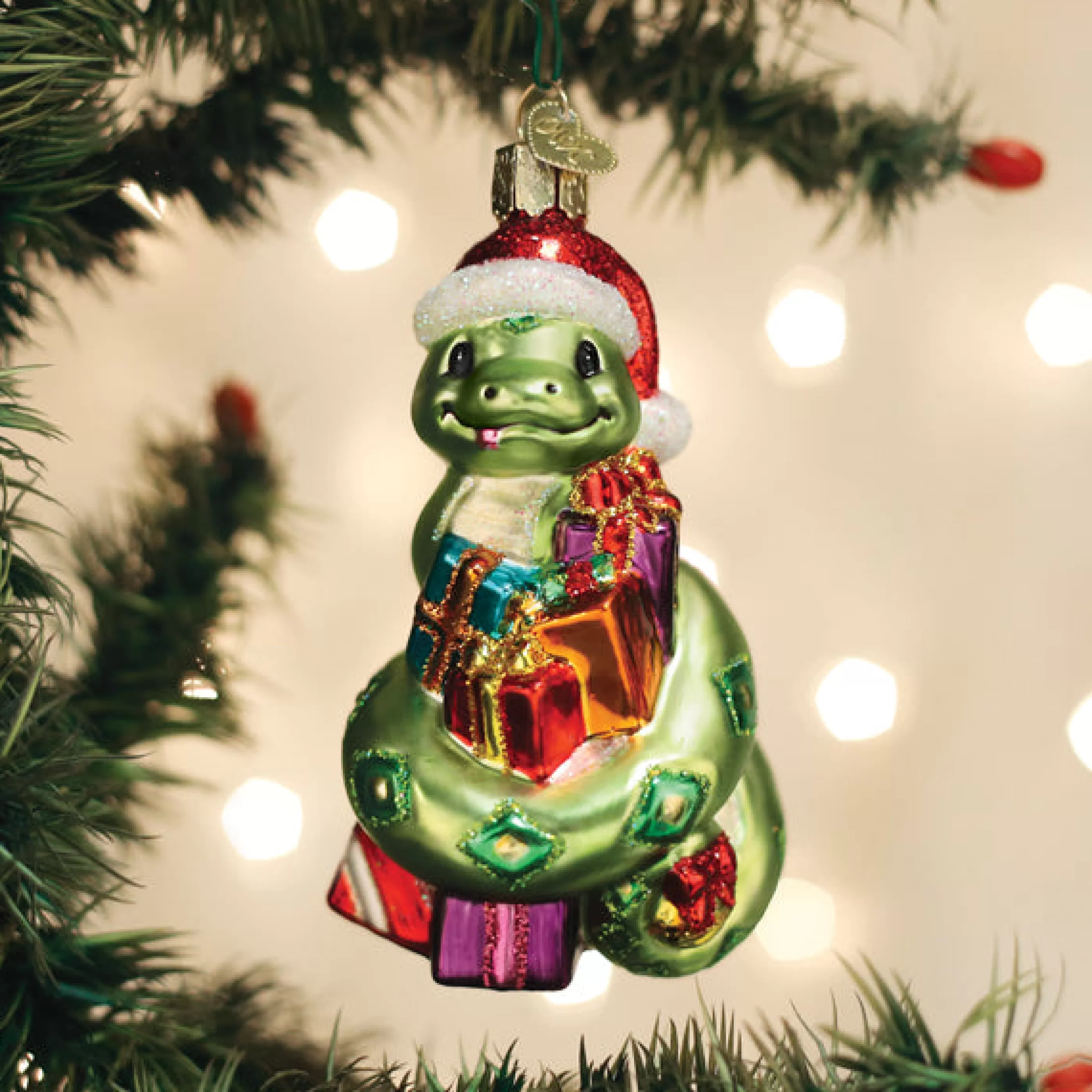 EAST WEST Santa Snake Ornament