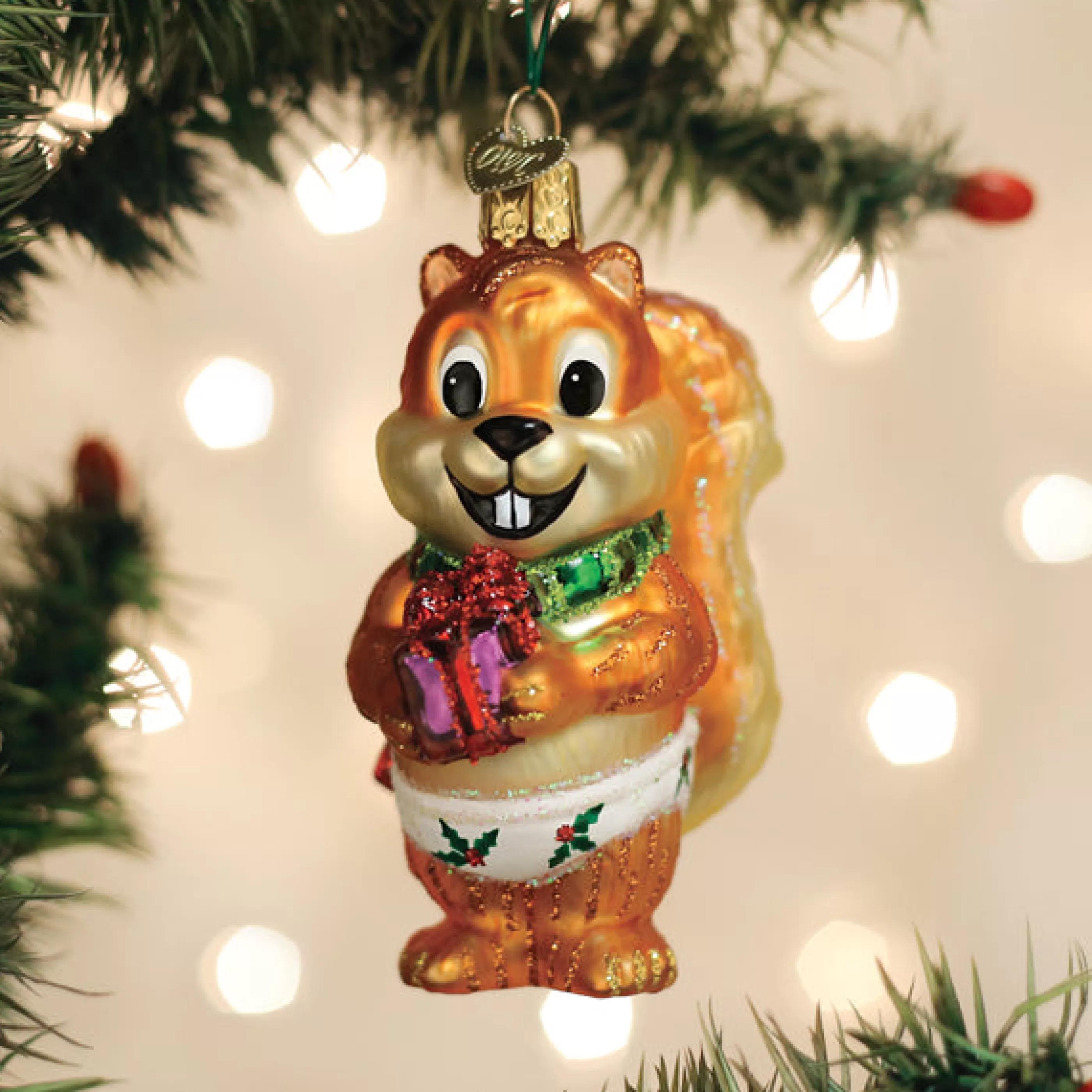 EAST WEST Silly Christmas Squirrel Ornament