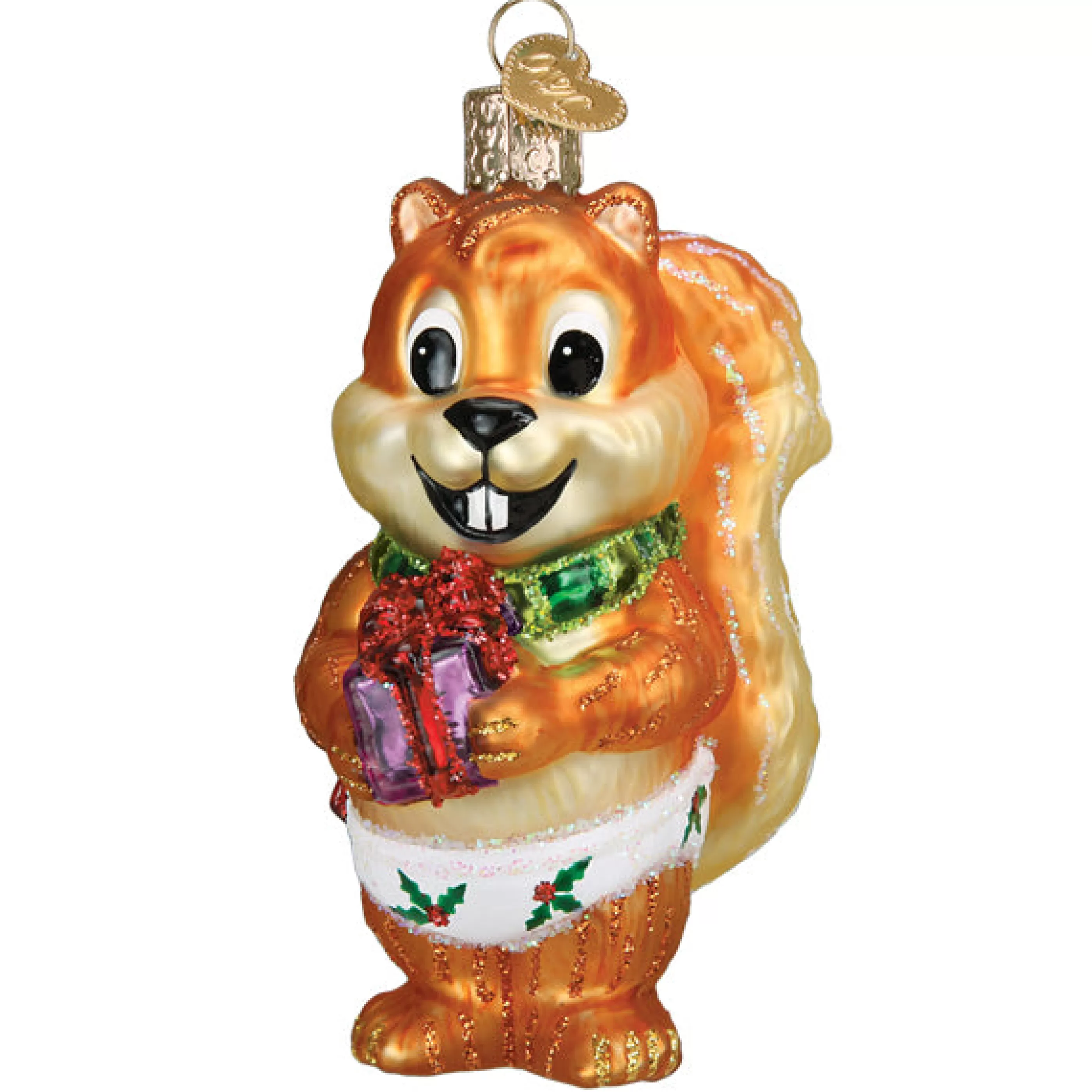 EAST WEST Silly Christmas Squirrel Ornament