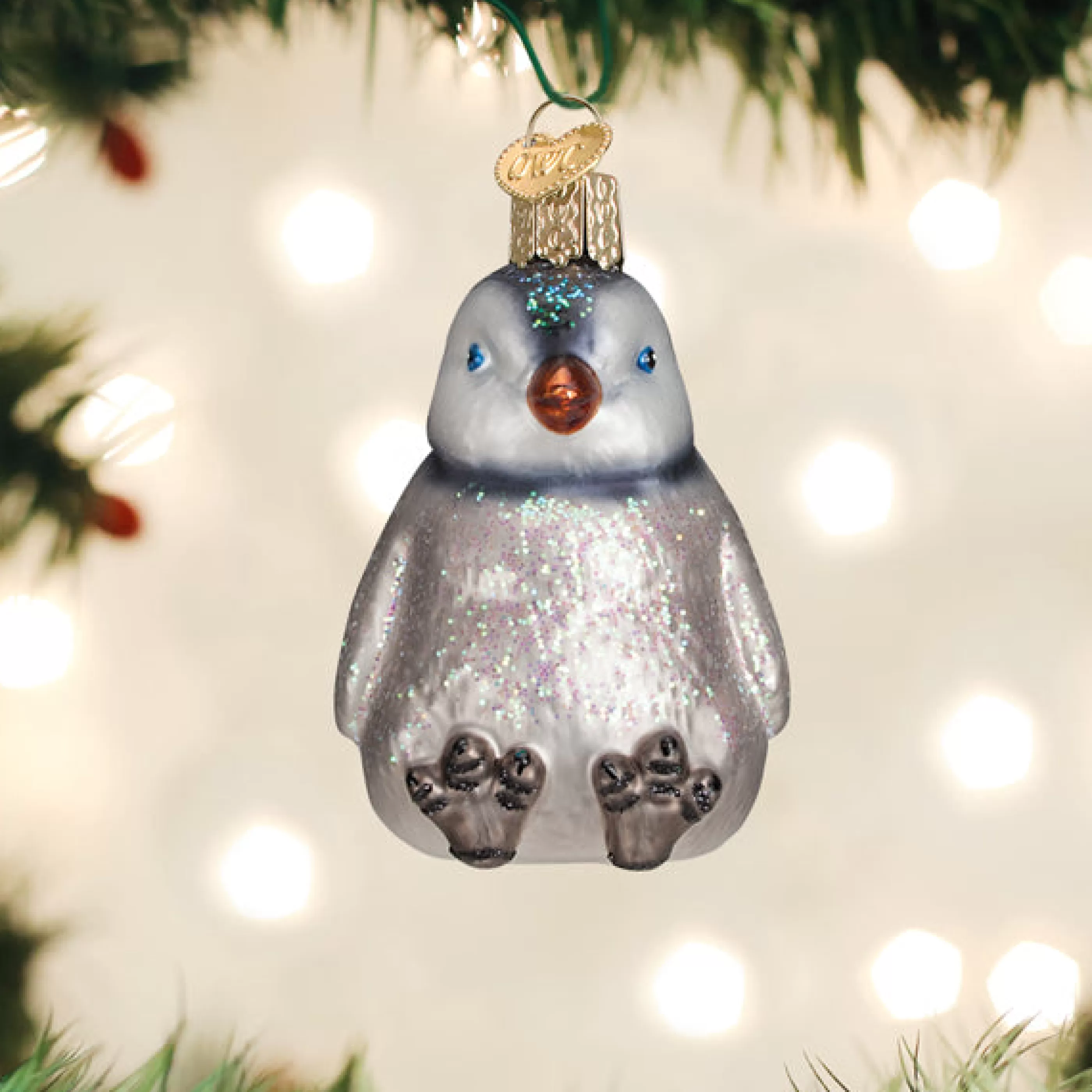 EAST WEST Sitting Penguin Chick Ornament