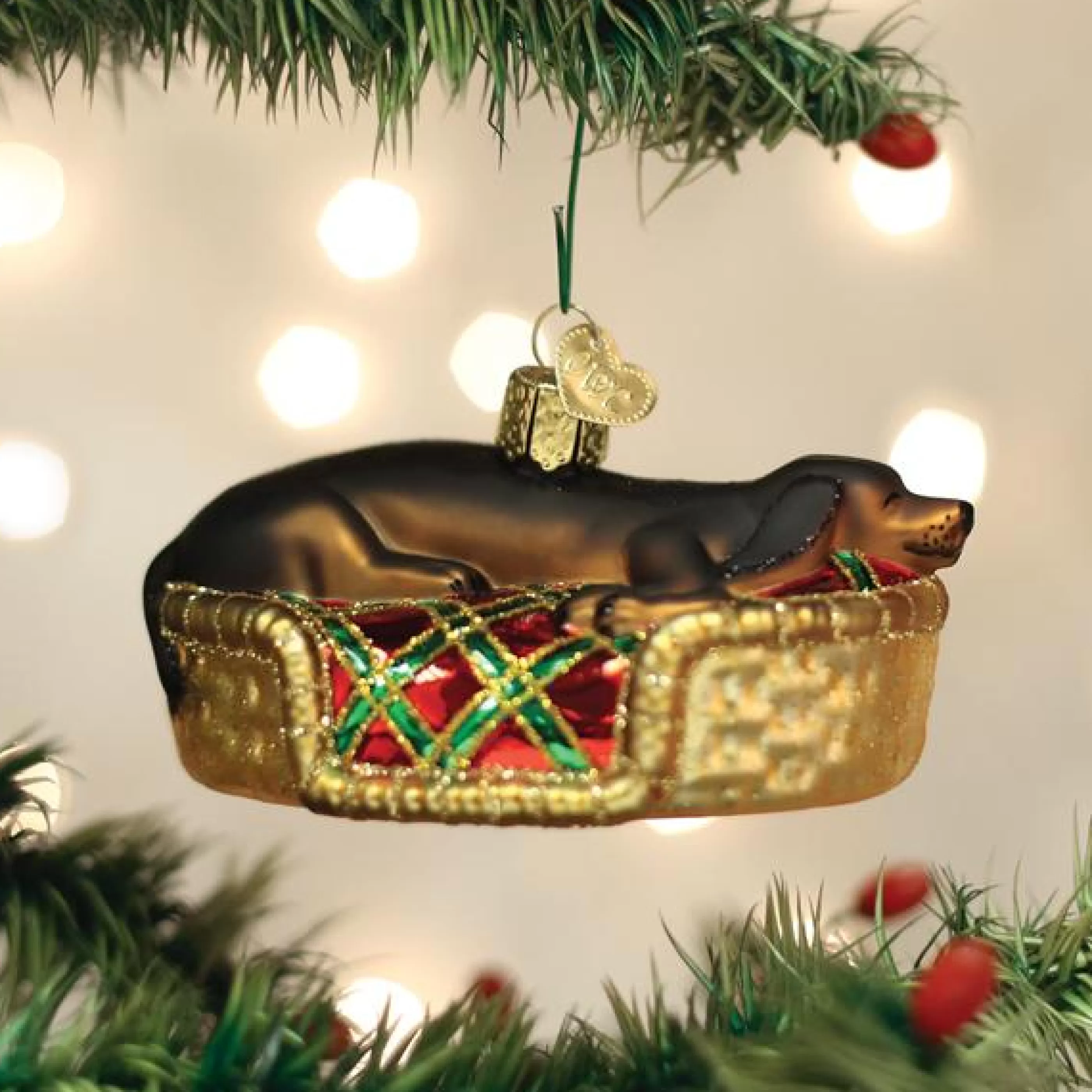 EAST WEST Sleepy Dachshund Ornament