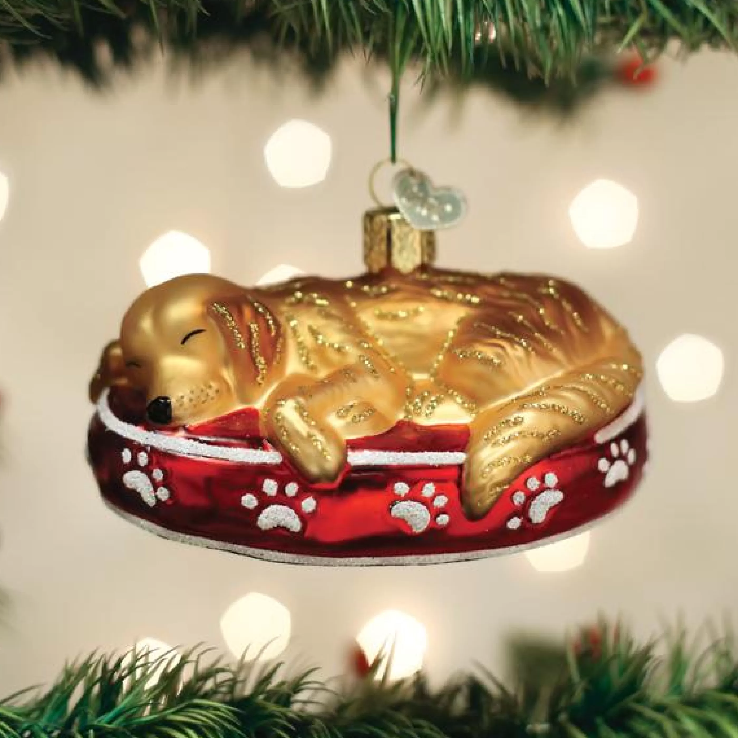 EAST WEST Sleepy Golden Retriever Ornament