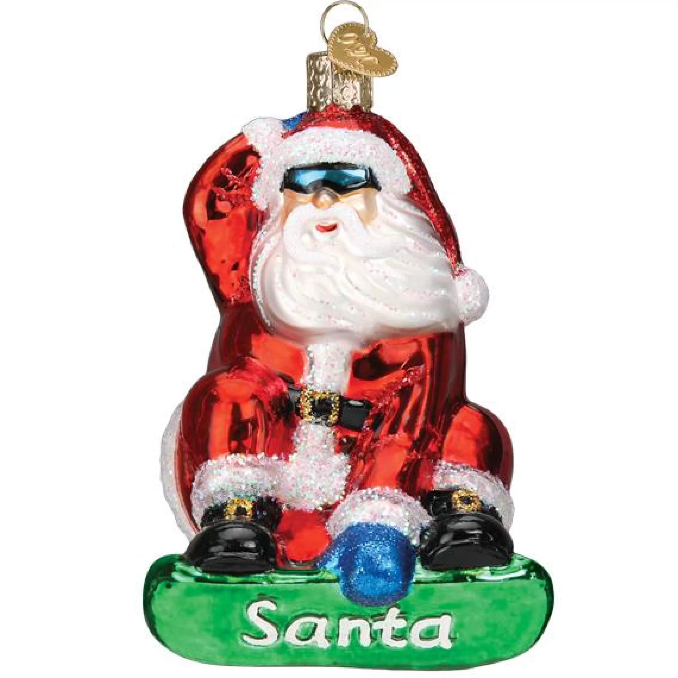 EAST WEST Snowboarding Santa Ornament