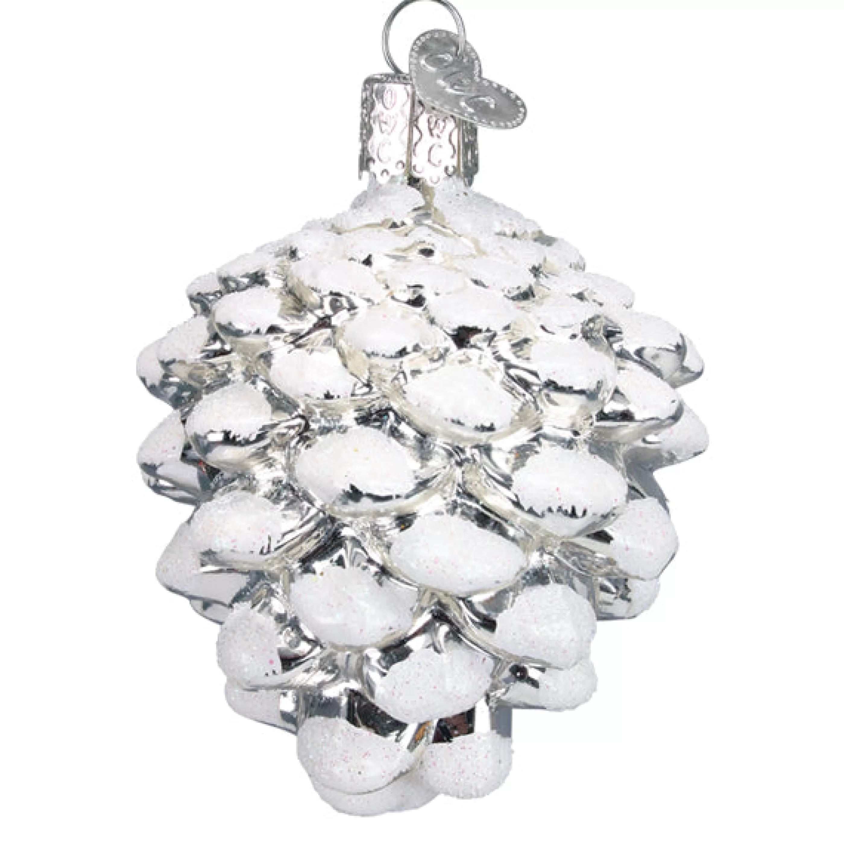 Kasa World Ltd Snow-Capped Silver Snowy Cone Ornament