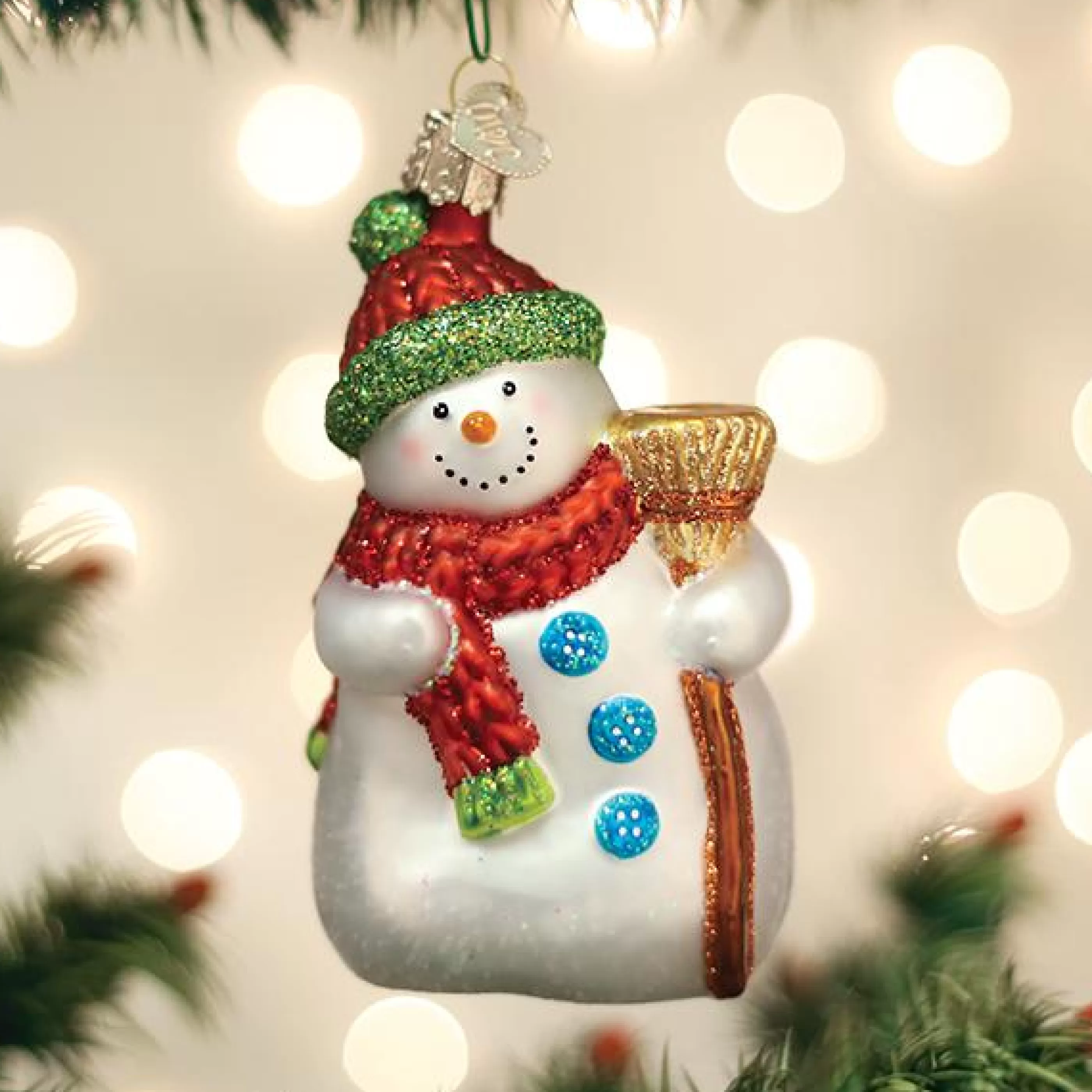 Kasa World Ltd Snowman With Broom Ornament