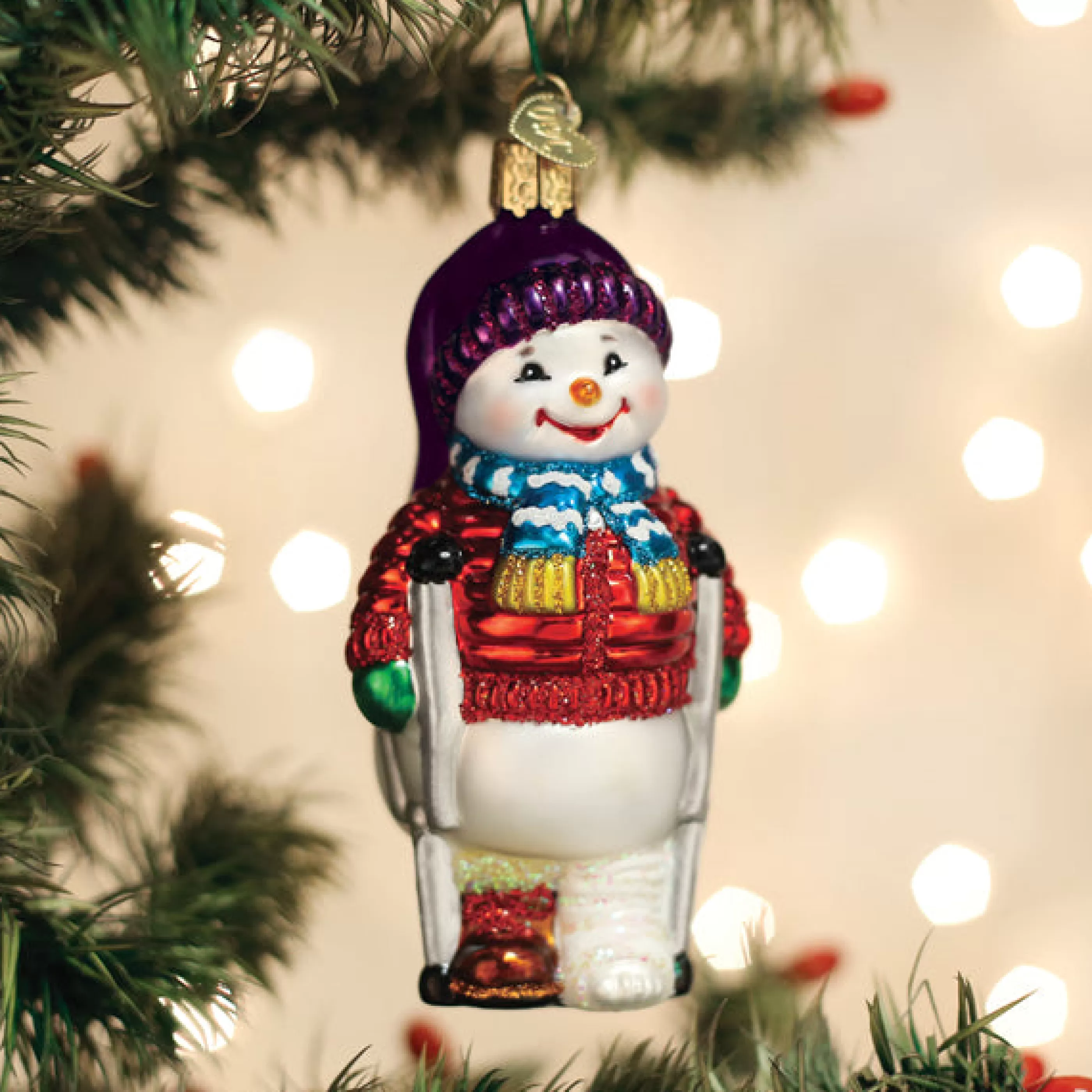 Kasa World Ltd Snowman With Crutches Ornament