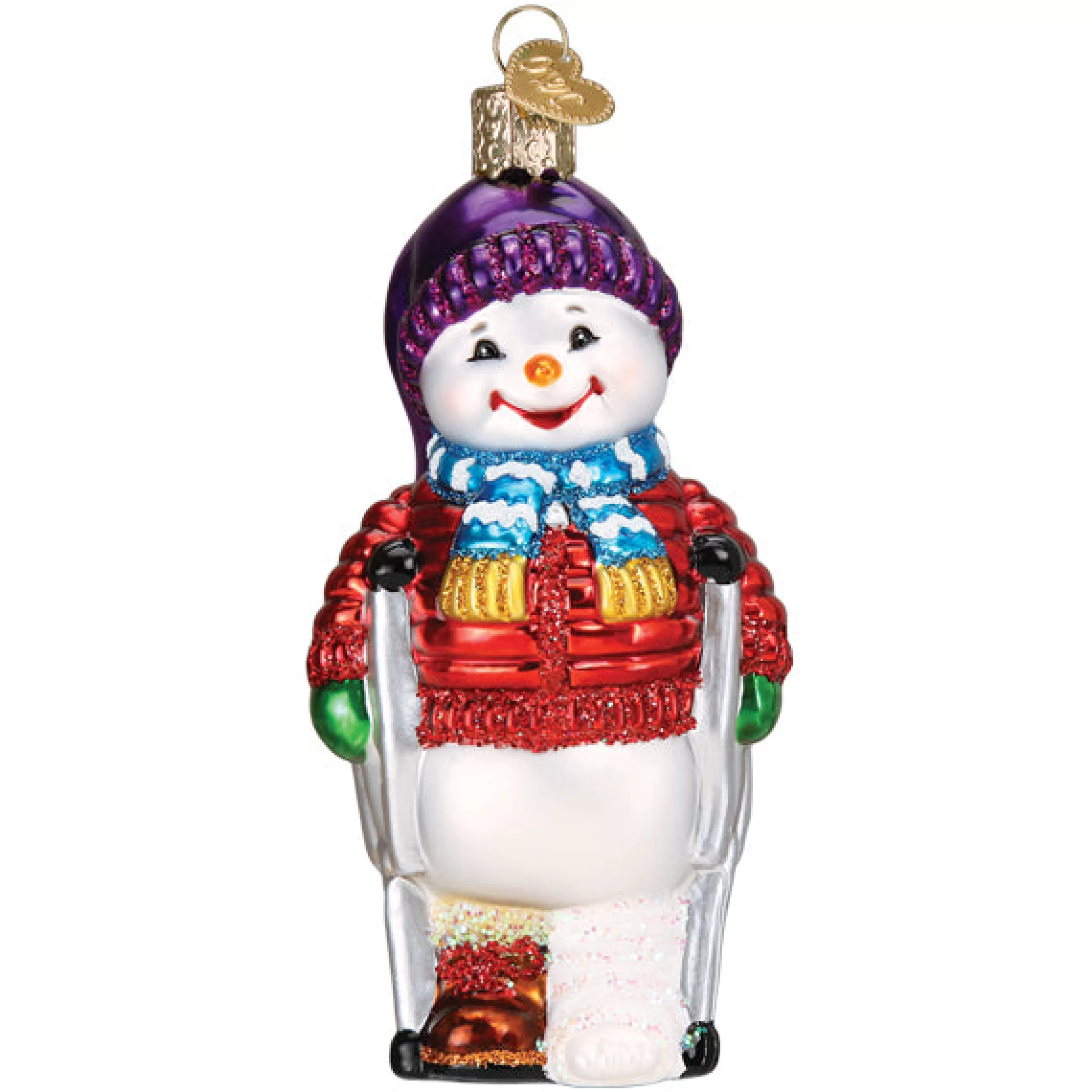 Kasa World Ltd Snowman With Crutches Ornament