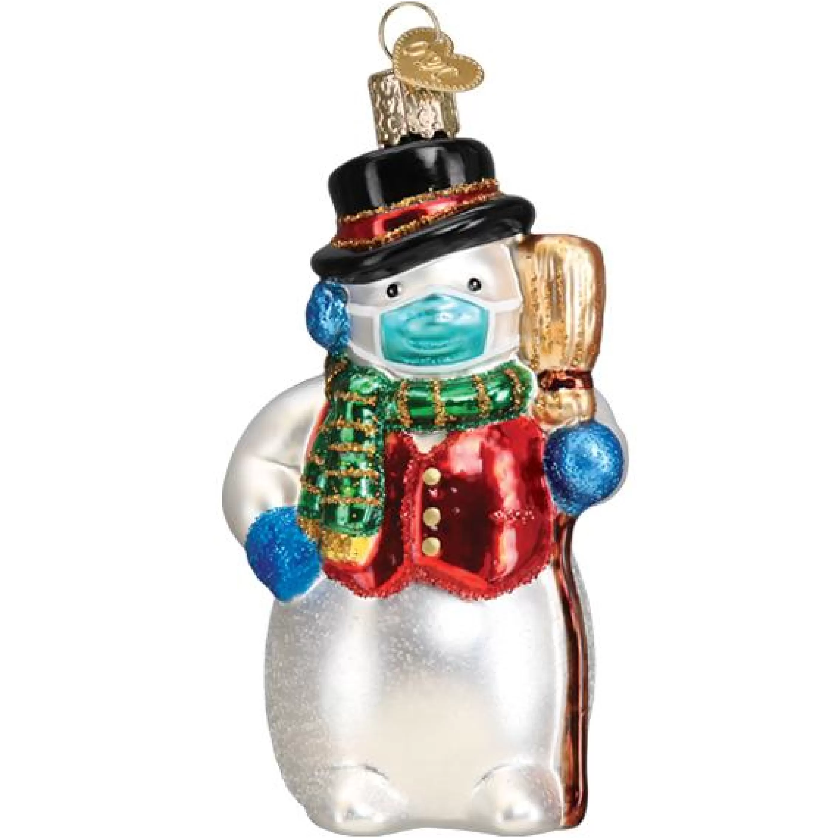 EAST WEST Snowman With Face Mask Ornament