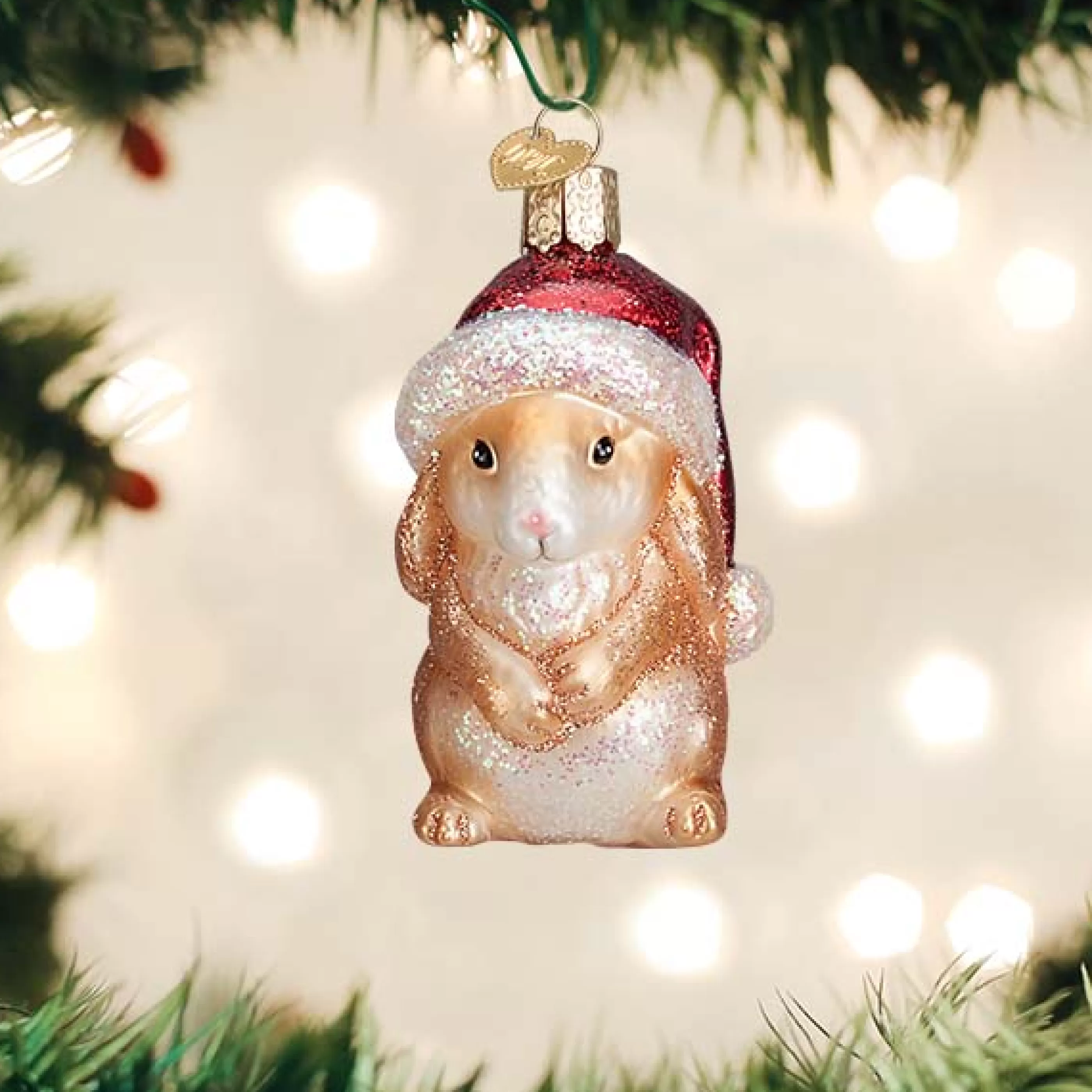 EAST WEST Standing Christmas Bunny Ornament