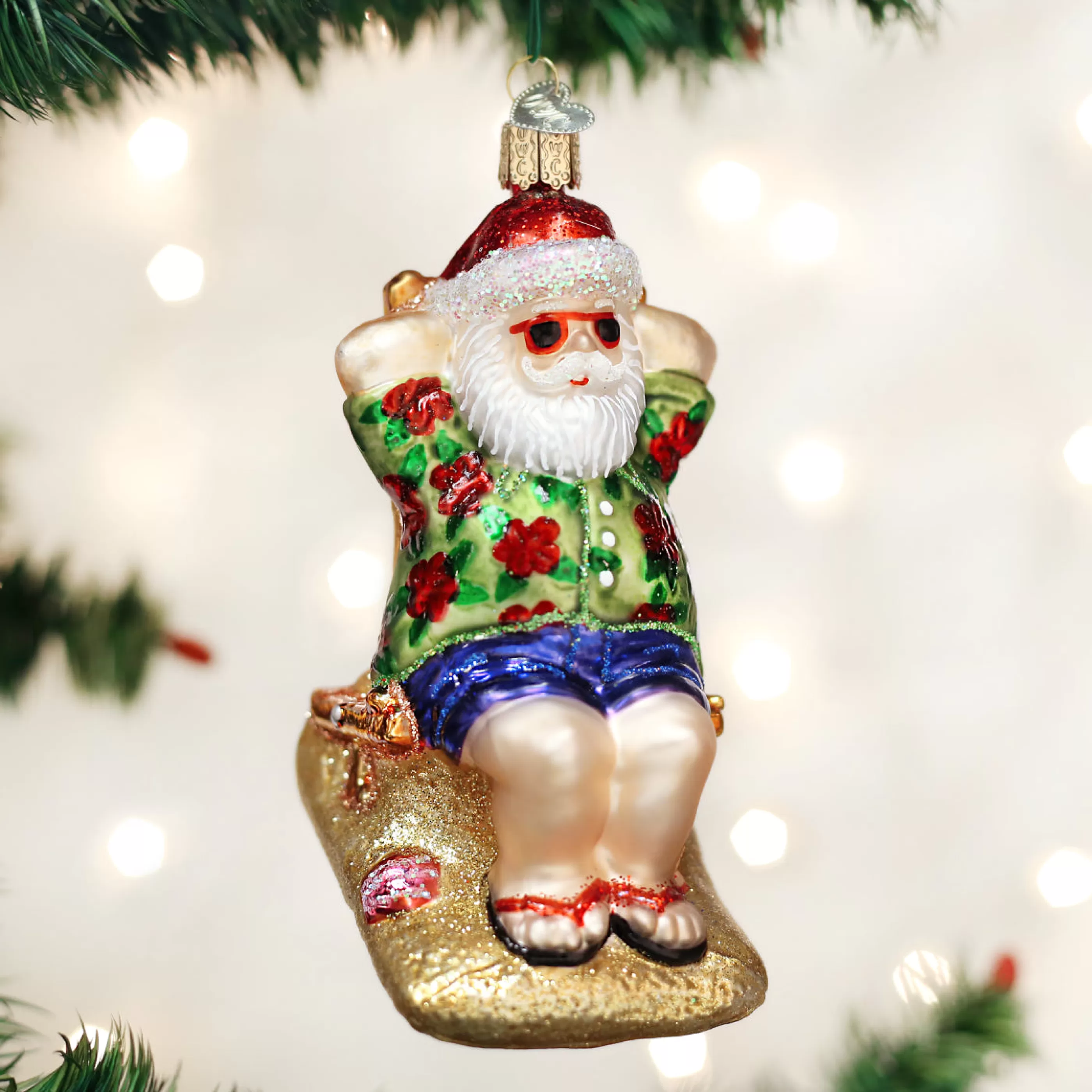 Kasa World Ltd Sunning Santa Ornament