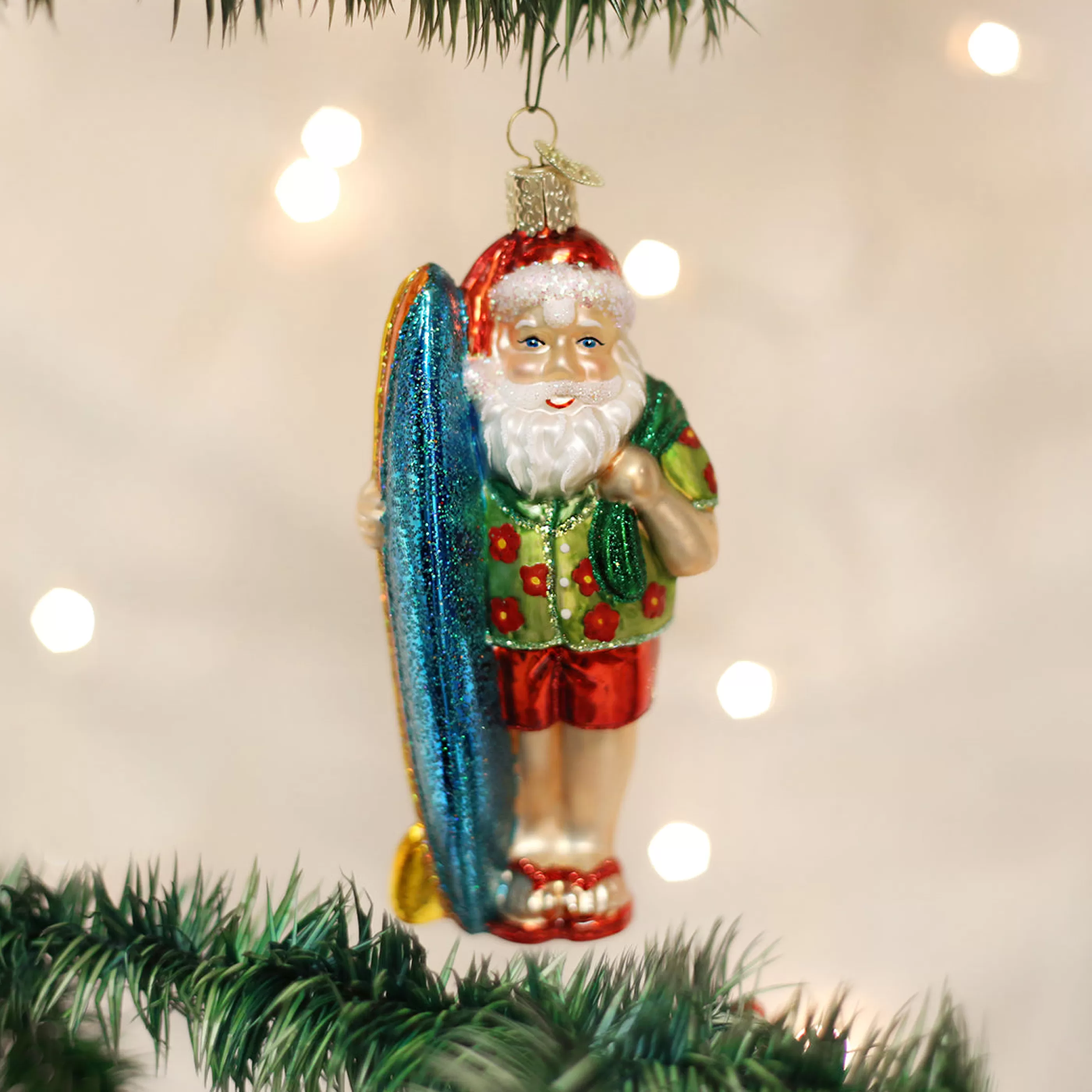 Kasa World Ltd Surfer Santa Ornament