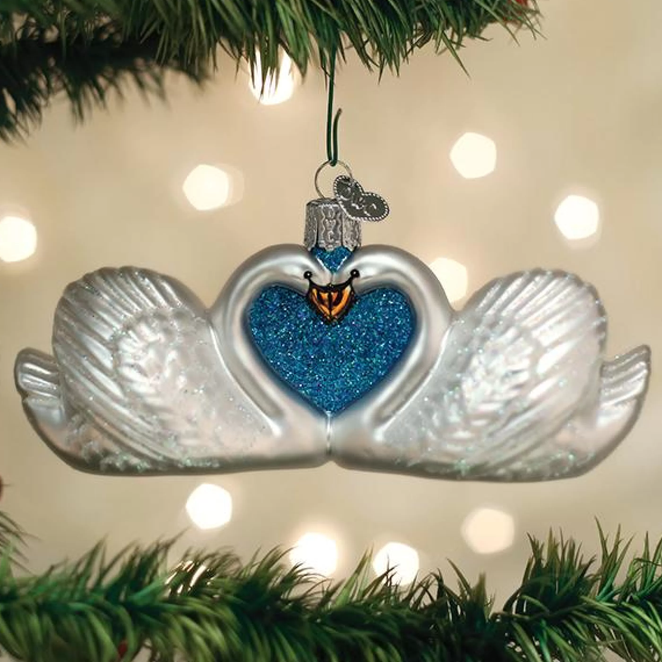 EAST WEST Swans In Love Ornament