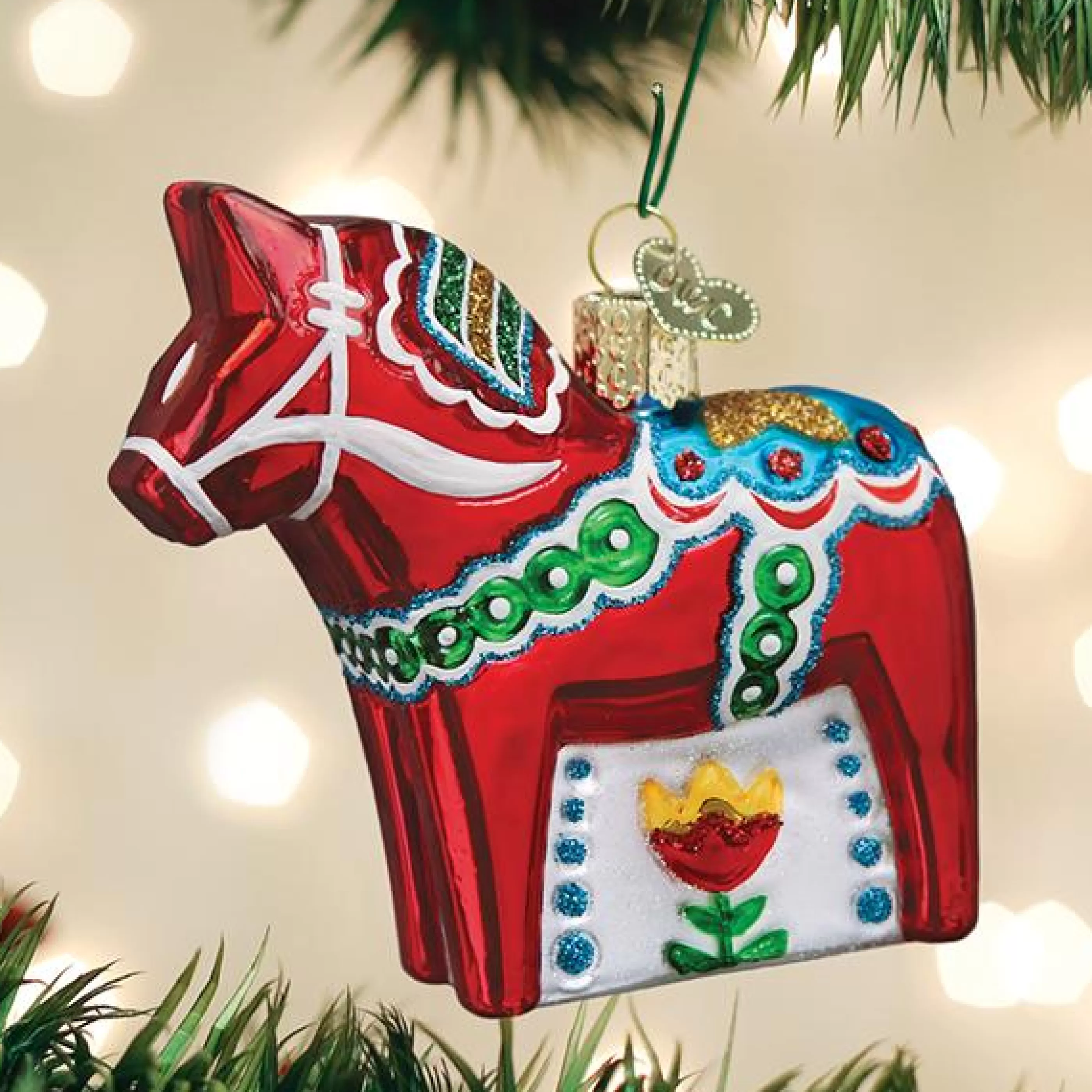 EAST WEST Swedish Dala Horse Ornament