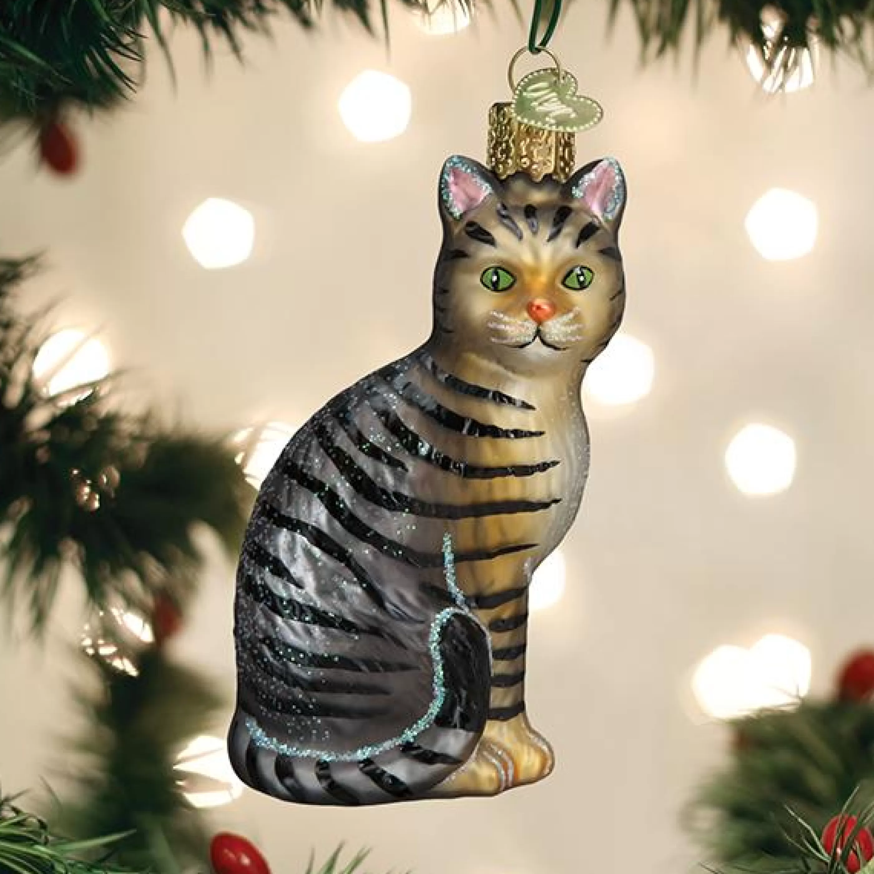 EAST WEST Tabby Cat Ornament