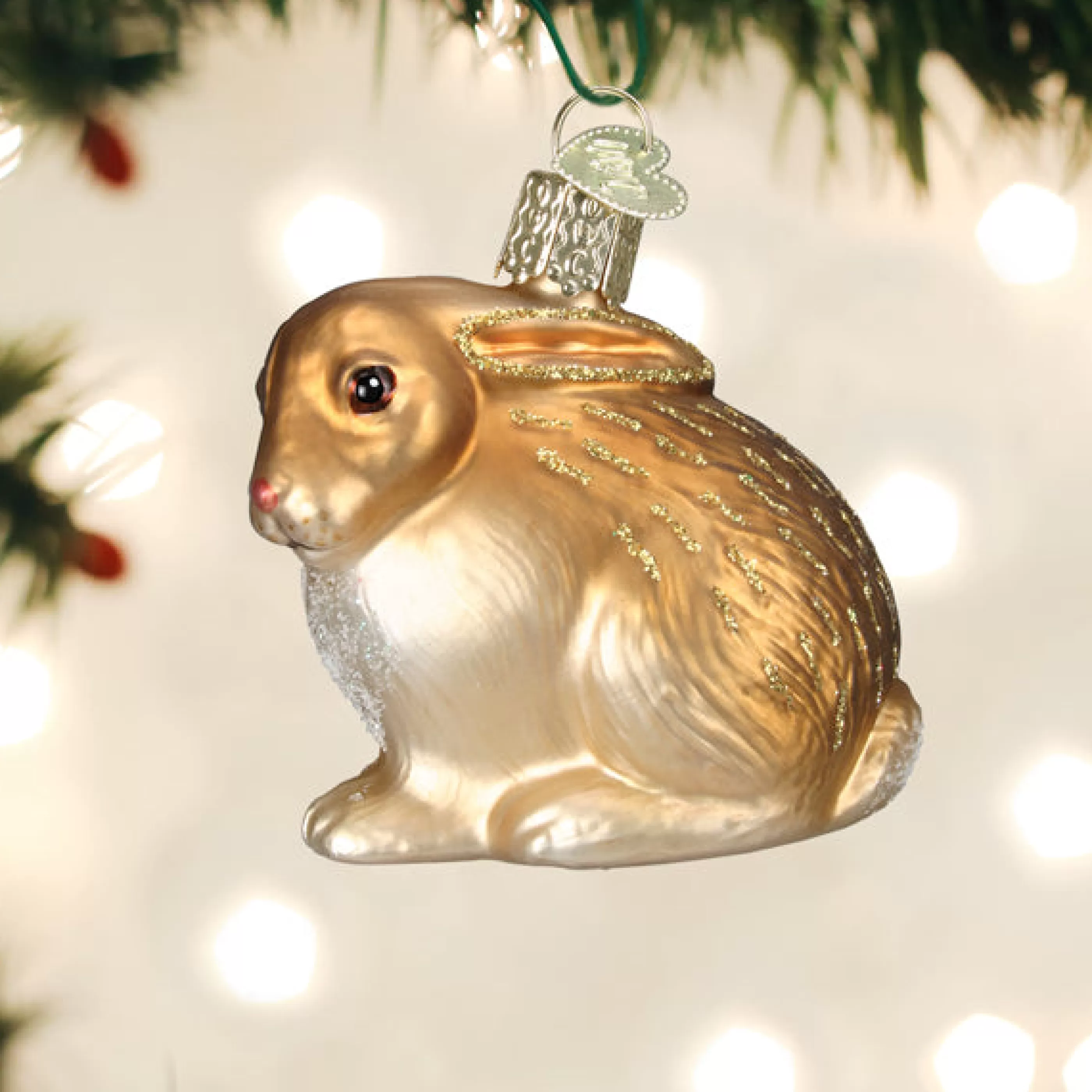 EAST WEST Tan Cottontail Bunny Ornament