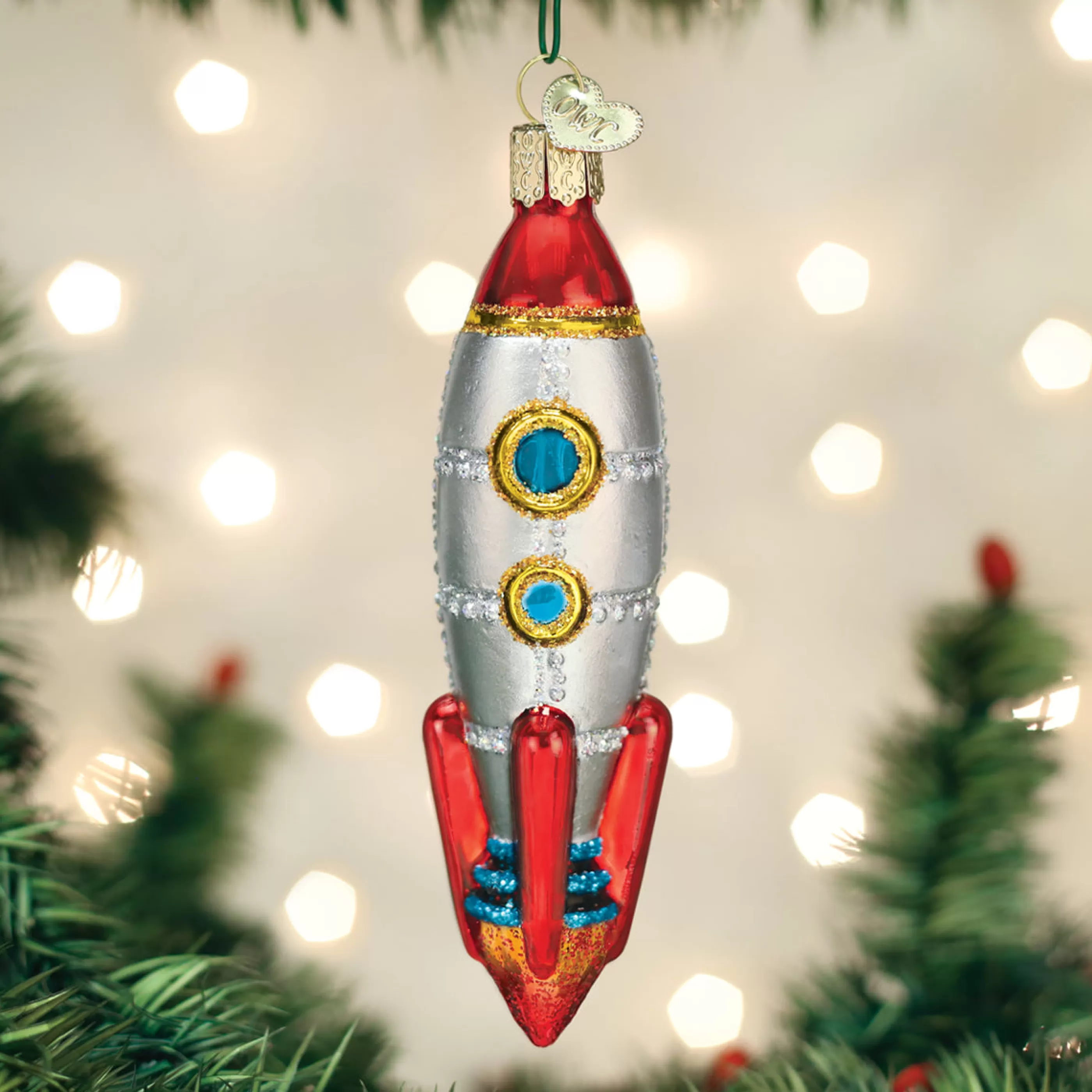 EAST WEST Toy Rocket Ship Ornament