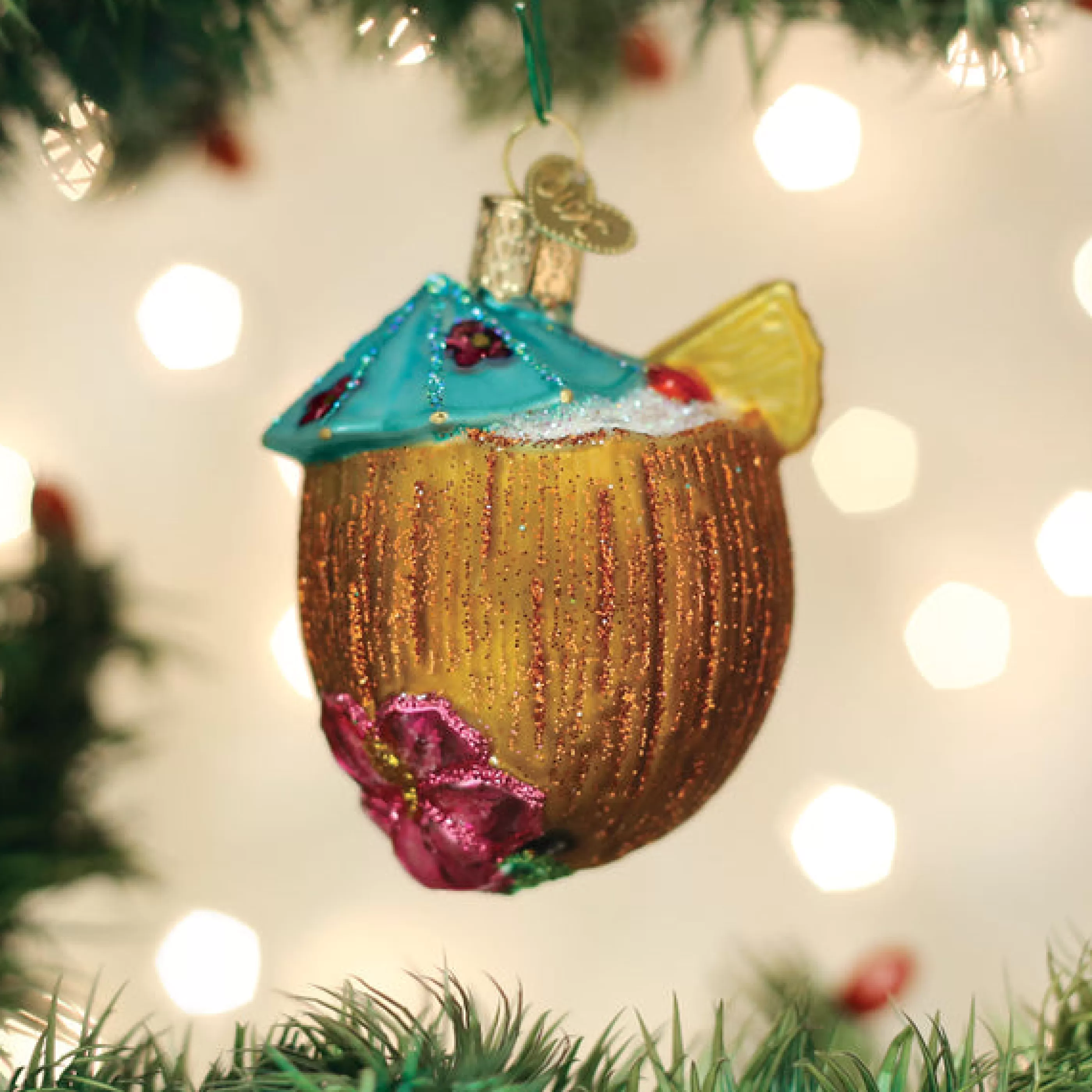 EAST WEST Tropical Coconut Drink Ornament