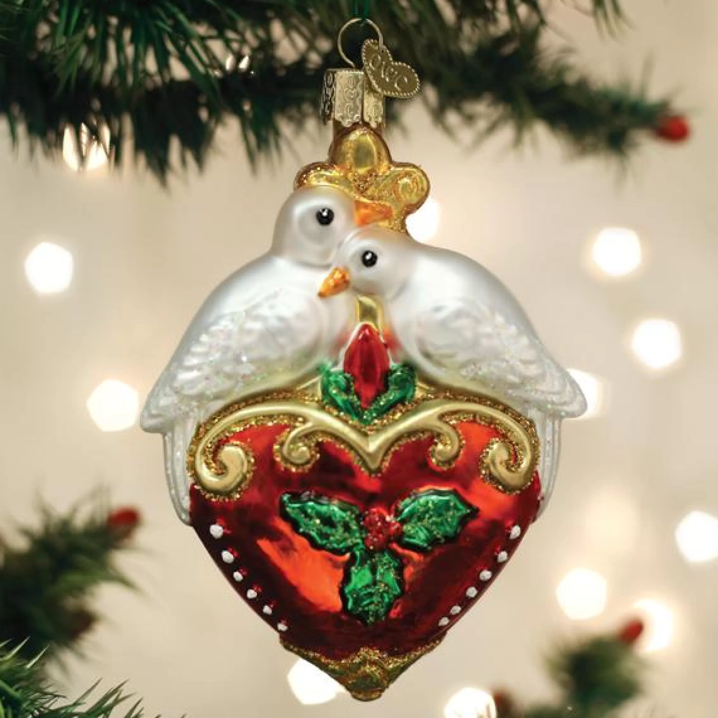 Kasa World Ltd Two Turtle Doves Ornament