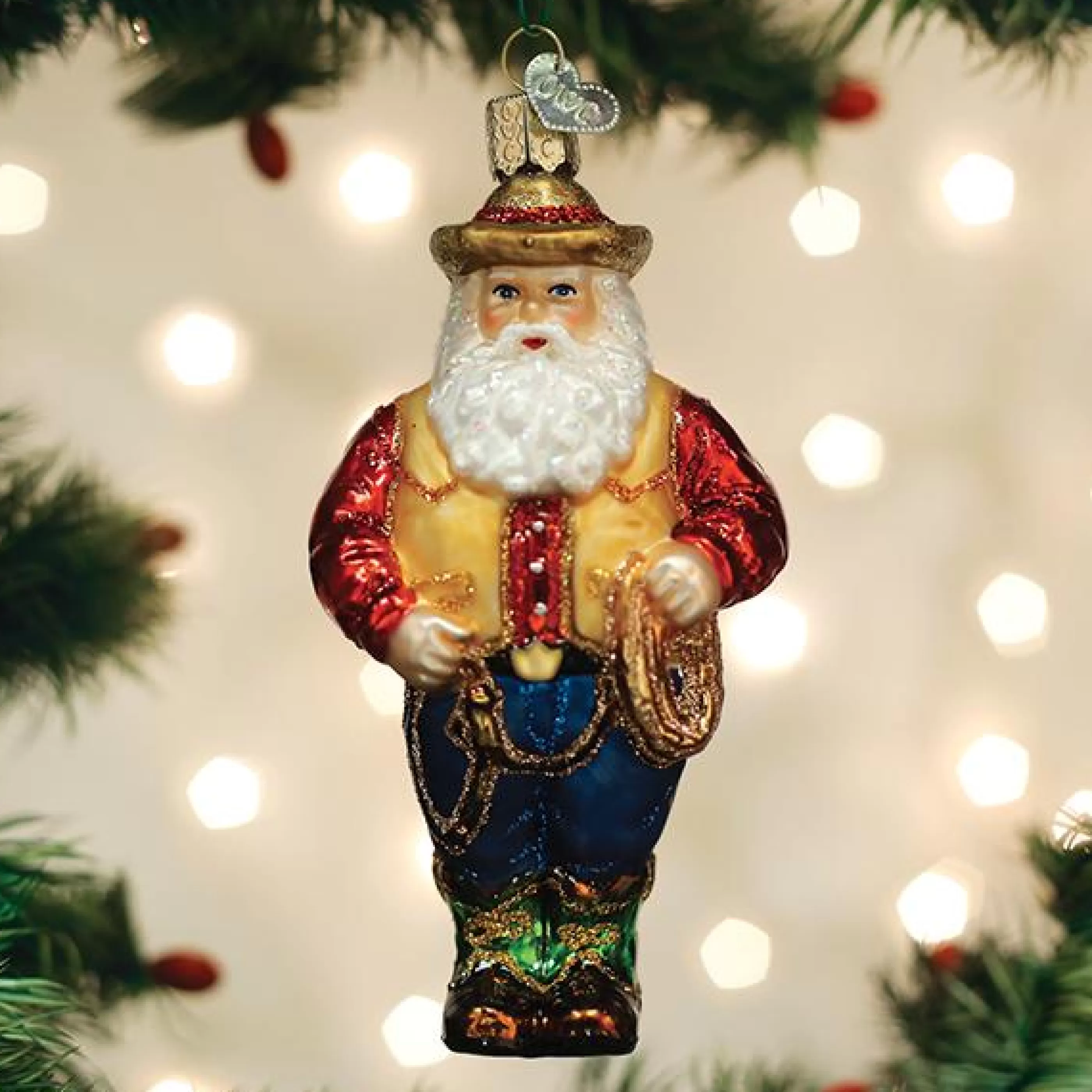 Kasa World Ltd Western Santa Ornament