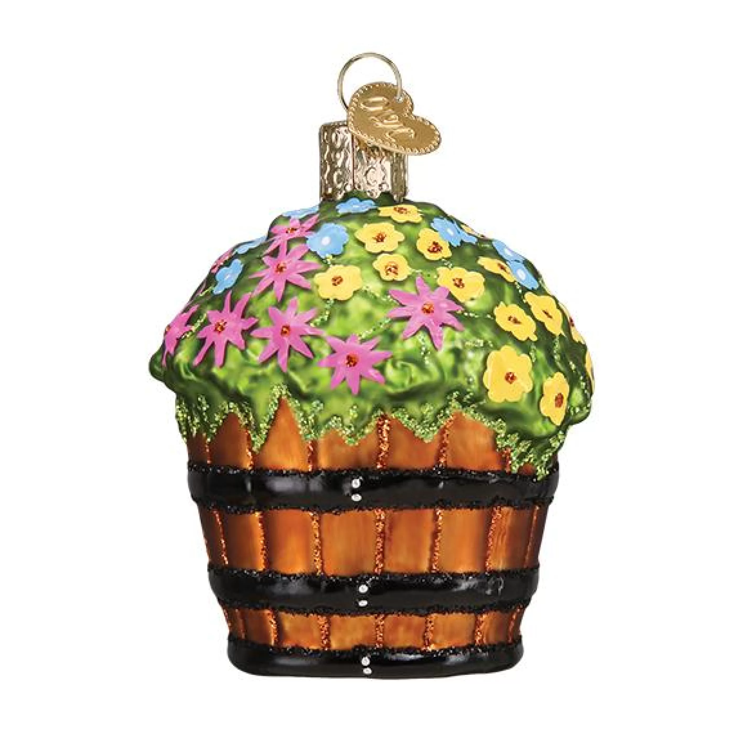 EAST WEST Whiskey Barrel With Flowers Ornament