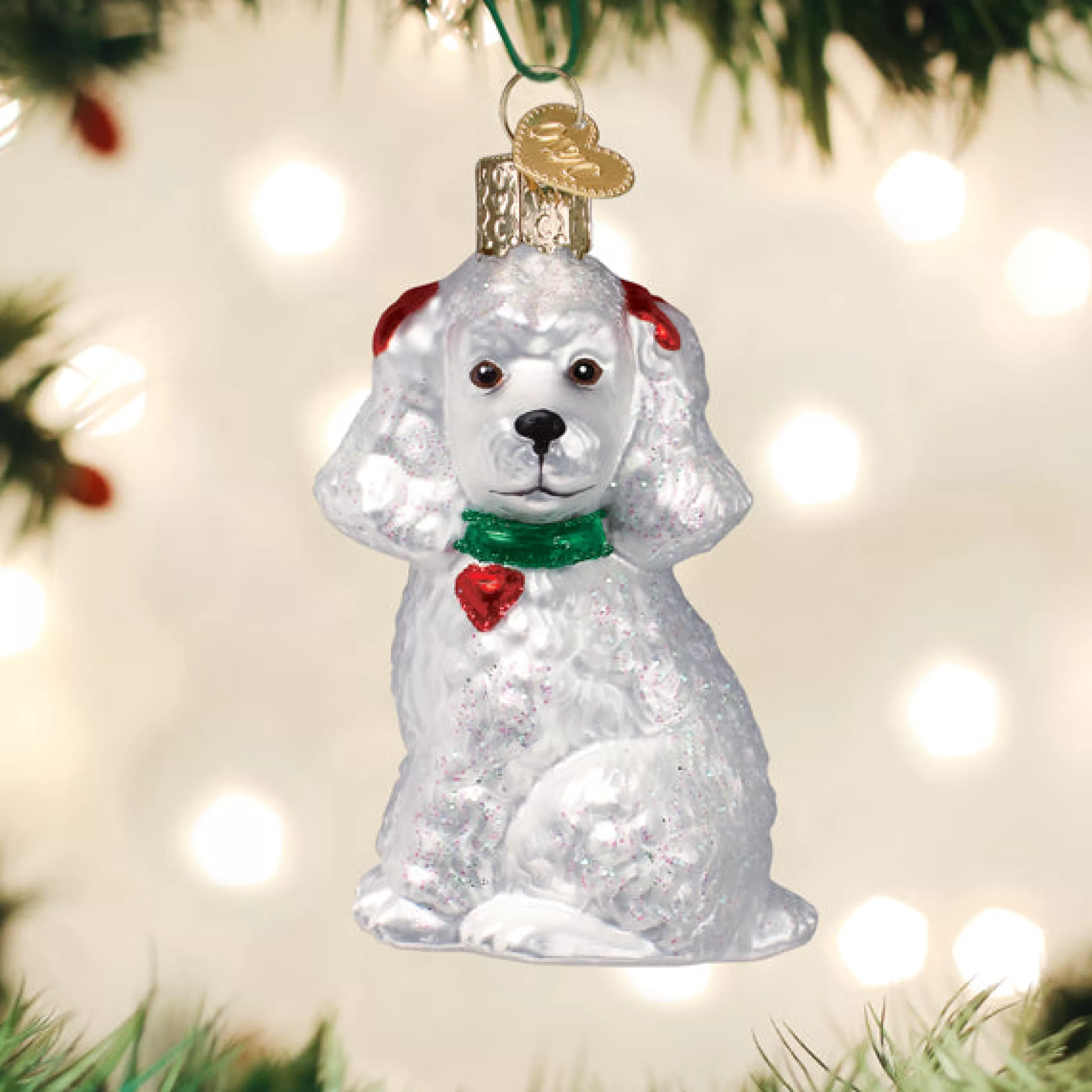 EAST WEST White Poodle Ornament