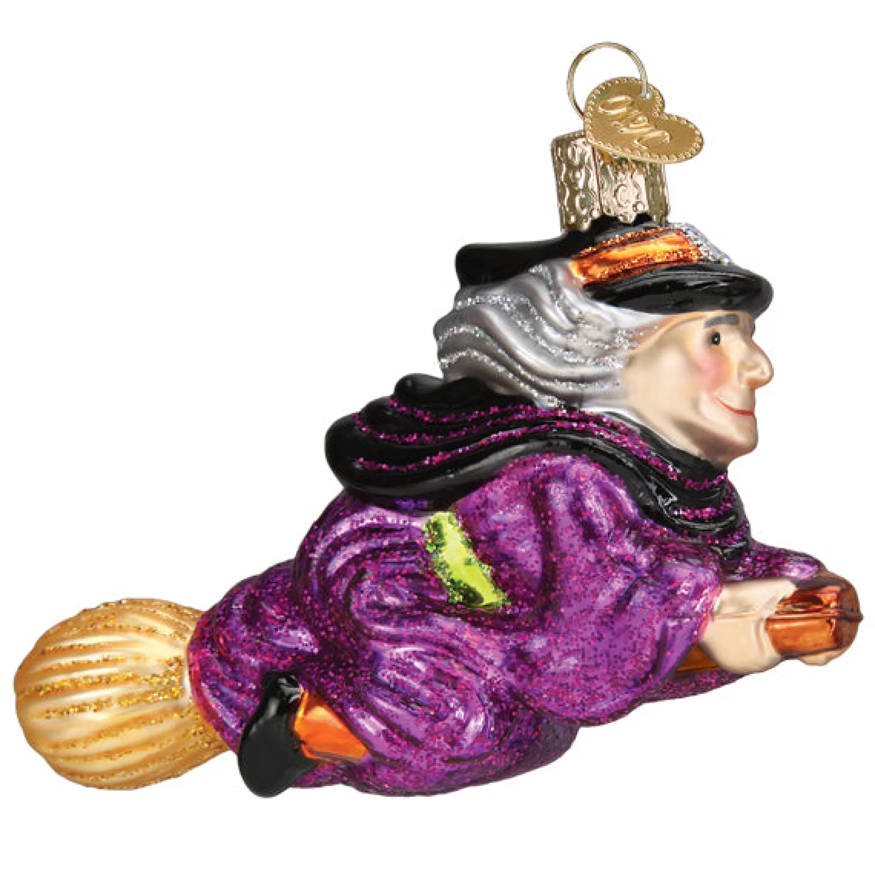 EAST WEST Witch On Broomstick Ornament