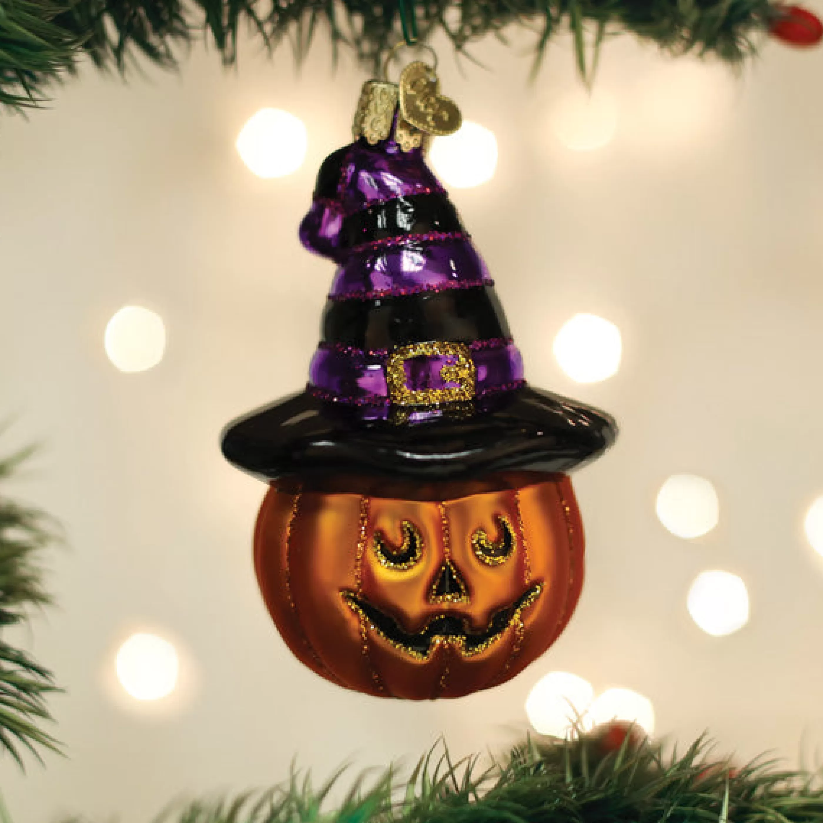 EAST WEST Witch Pumpkin Ornament