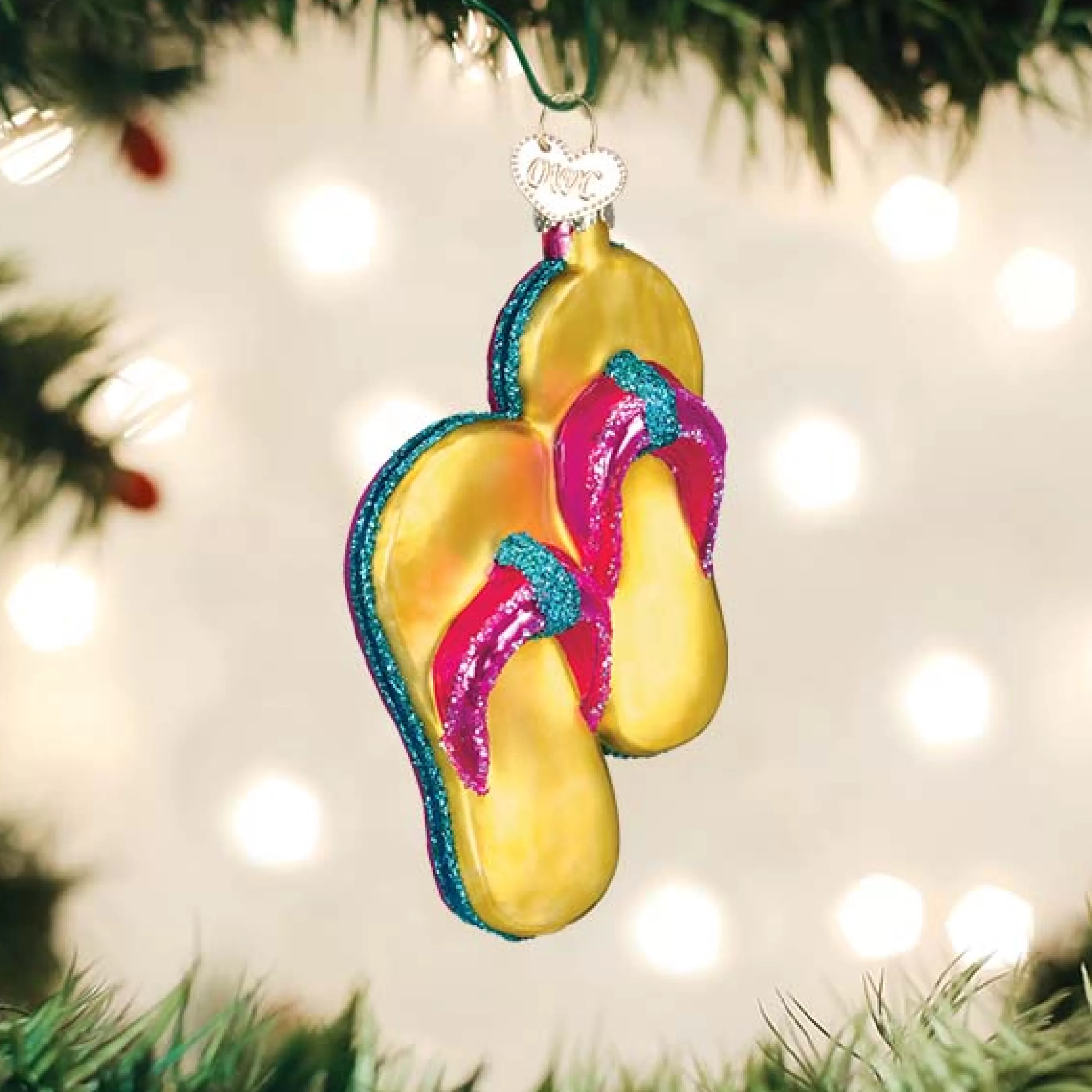 EAST WEST Yellow Flip-Flops Ornament